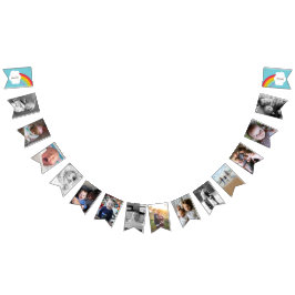 Banderines Bebé arcoiris azul foto de primer cumpleaños