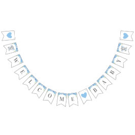 Banderines Bebé Bienvenida Elefante Azul Espolvorín de ducha