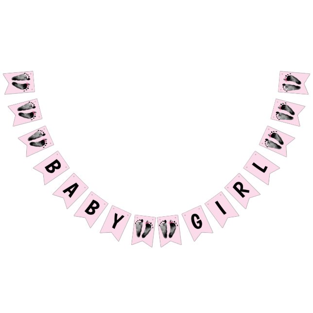 Banderines Bebé Chica ducha con huellas (Todo)