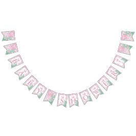 Banderines Bebé Chica Rosa Polka con Baby Shower de ballena