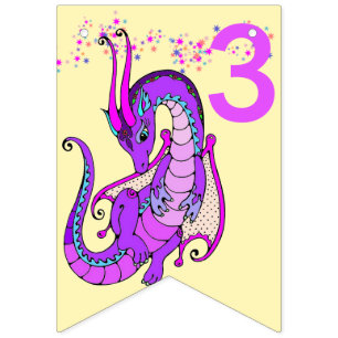 Banderines Bebé Dragón FELIZ CUMPLEAÑOS Agregar Niñas A L