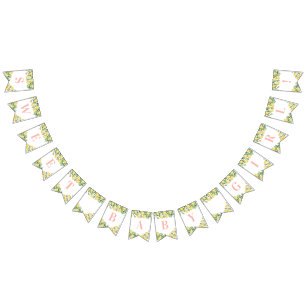 Banderines Bebé dulce Chica Rosa Lemones Citrus Baby Shower