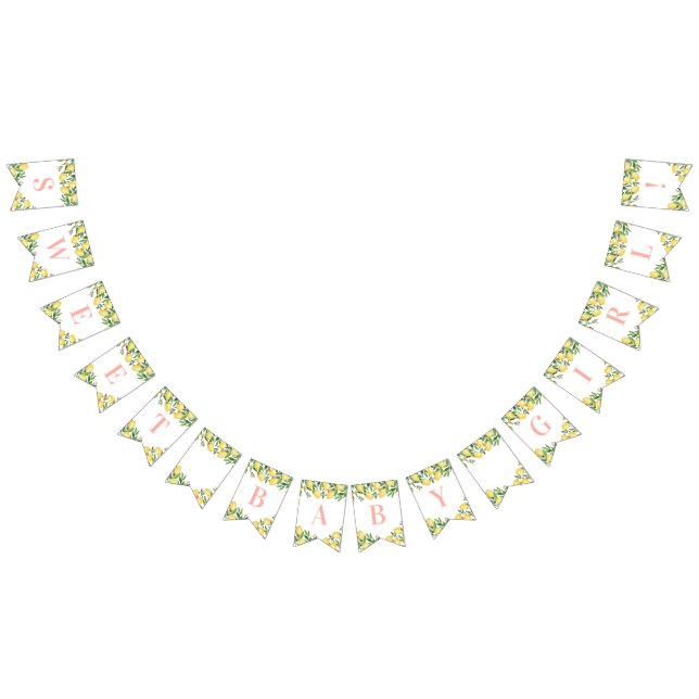 Banderines Bebé dulce Chica Rosa Lemons Citrus Baby Shower (Todo)