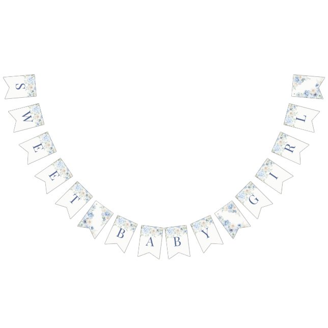 Banderines Bebé floral azul en Bloom Hydrangea Baby Shower (Todo)