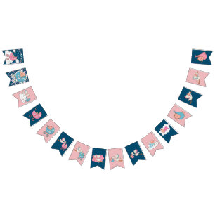 Banderines Bebés de cigüeñas Ducha de bebé rosa y azul