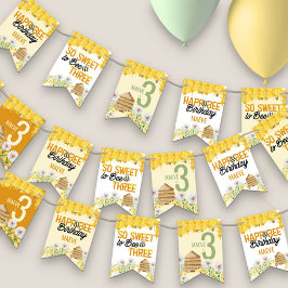 Banderines Bee Beehive y Honeycomb tercer cumpleaños