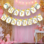Banderines Bee Birthday<br><div class="desc">Cartel de cumpleaños feliz miel Abeja,  pancarta de cumpleaños 1,  pancarta de cumpleaños 1 feliz,  decoración de Fiesta de miel Abeja</div>