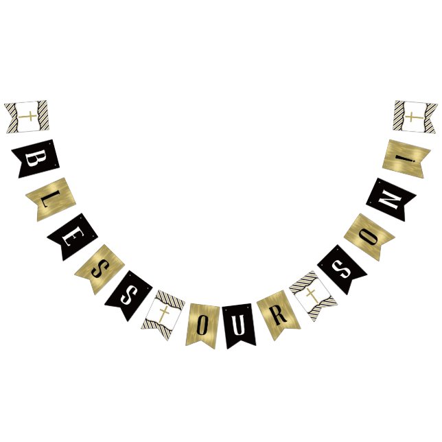 Banderines Bendición, Banner de nuestro hijo, negro, oro (Todo)