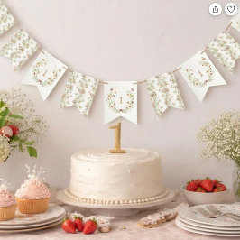 Banderines Berry First Birthday Garden Party Banner