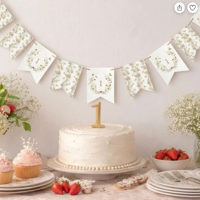 Banderines Berry First Birthday Garden Party Banner (Subido por el creador)