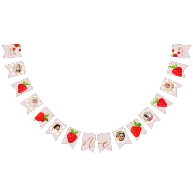 Banderines Berry First First Strawberry Birthday Photo (Todo)