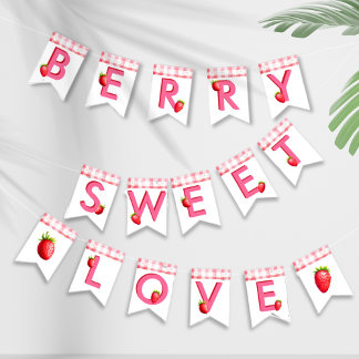 Banderines Berry Sweet Love Strawberry Gingham Pink Red Bach