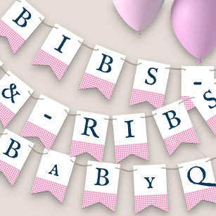 Banderines Bibs & Ribs BaByQ Editable Baby Shower de la Marin
