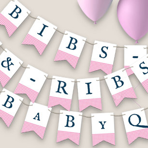 Banderines Bibs & Ribs BaByQ Editable Rosa Azul Claro Baby Sh