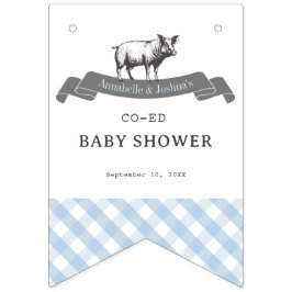 Banderines Bibs & Ribs BBQ Rustic Blue Gingham Baby Shower