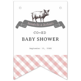 Banderines Bibs & Ribs BBQ Rustic Pink Gingham Baby Shower