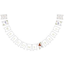 Banderines Bienvenida a Baby Under Sea Baby Shower Earth Tone