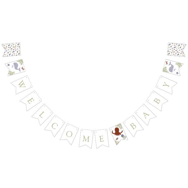 Banderines Bienvenida a Baby Under Sea Baby Shower Earth Tone (Todo)