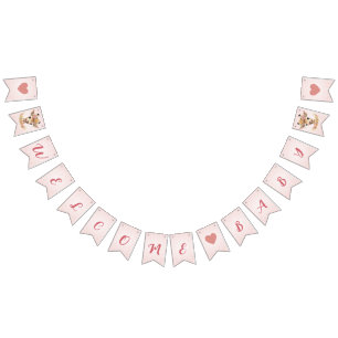 Banderines Bienvenida a bebé jirafa rosa Safari salvaje Baby 