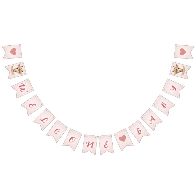 Banderines Bienvenida a bebé jirafa rosa Safari salvaje Baby  (Todo)