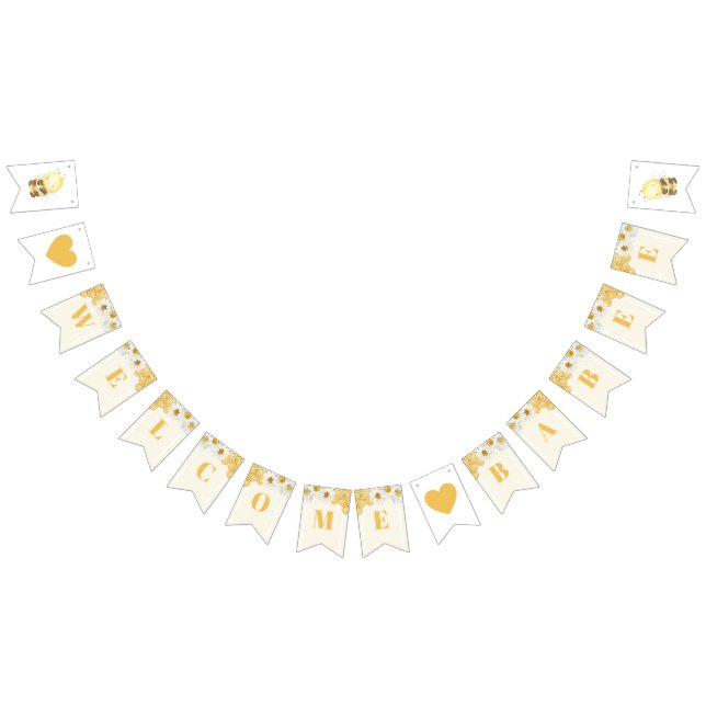 Banderines Bienvenida Babee Bumblebee Honey Baby Shower Sprin (Todo)