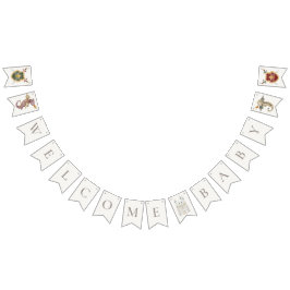 Banderines Bienvenida Baby Shower al libro de historias Boho