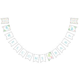 Banderines Bienvenida Bebé Bajo el Mar Baby Shower pastel lin