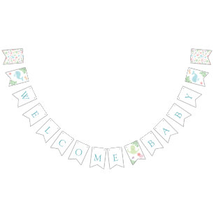 Banderines Bienvenida Bebé Bajo el Mar Baby Shower pastel lin