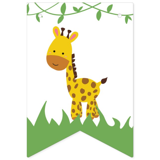 Banderines Bienvenida Bebé Safari Baby Shower Kawaii Cute Dec (Segunda bandera)