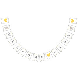 Banderines Bienvenida Bebé Yellow Gray Elephant Shower Sprink