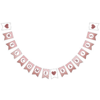 Banderines Bienvenida Bebés gemelos Rosa Oro Baby Shower Spri