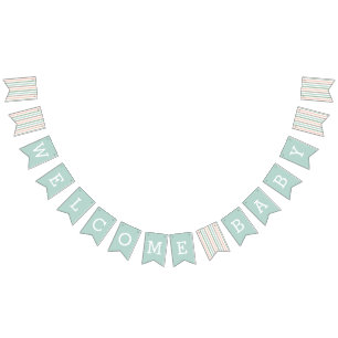 Banderines Bienvenida   Seaside Pastel Mint Stripe