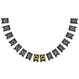 Banderines Bienvenidos amigos Chalkboard Look with Sunflowers
