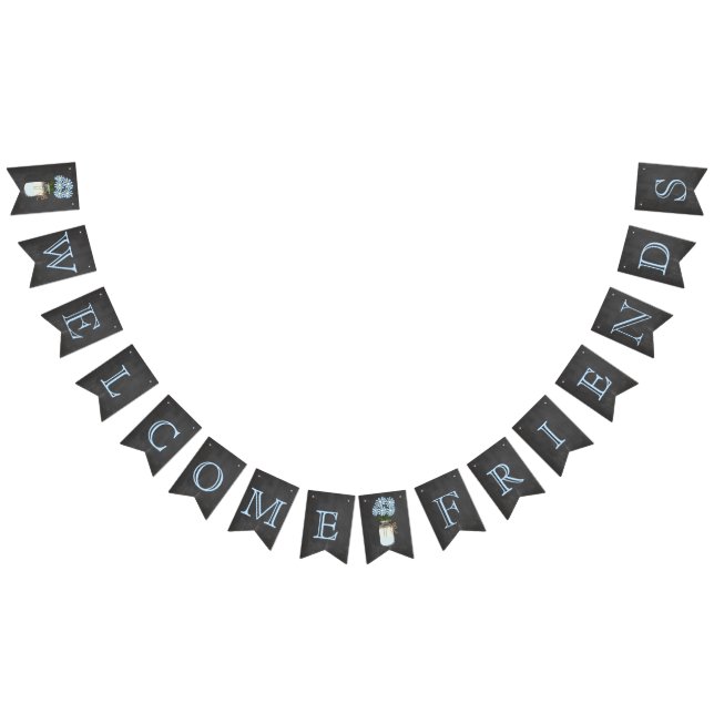 Banderines Bienvenidos amigos en Chalkboard Look (Todo)