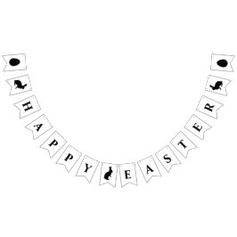 Banderines Black And White Bunnies Happy Easter Text