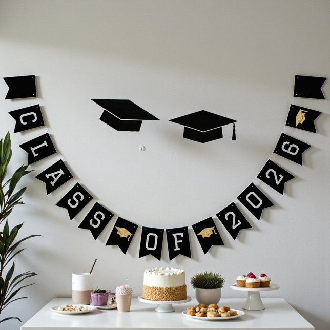 Banderines Black & Gold Class Of 2026 Graduation Party (Subido por el creador)