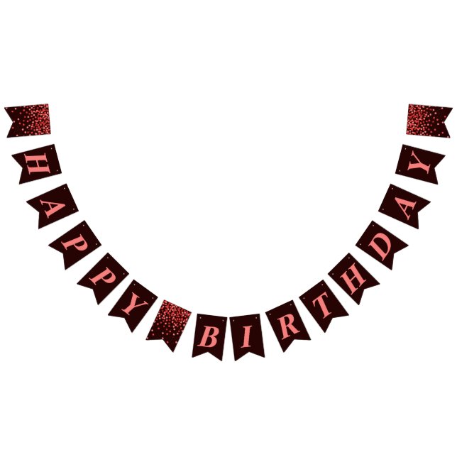Banderines Black Red Confetti Happy Birthday Bungalags (Todo)