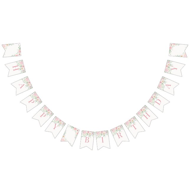 Banderines Blooms Florales Rosa Hydrangea Cumpleaños (Todo)