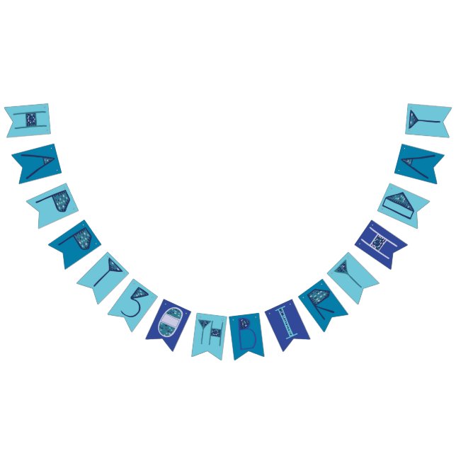 Banderines Blue 50th Happy Birthday Bunting (Todo)