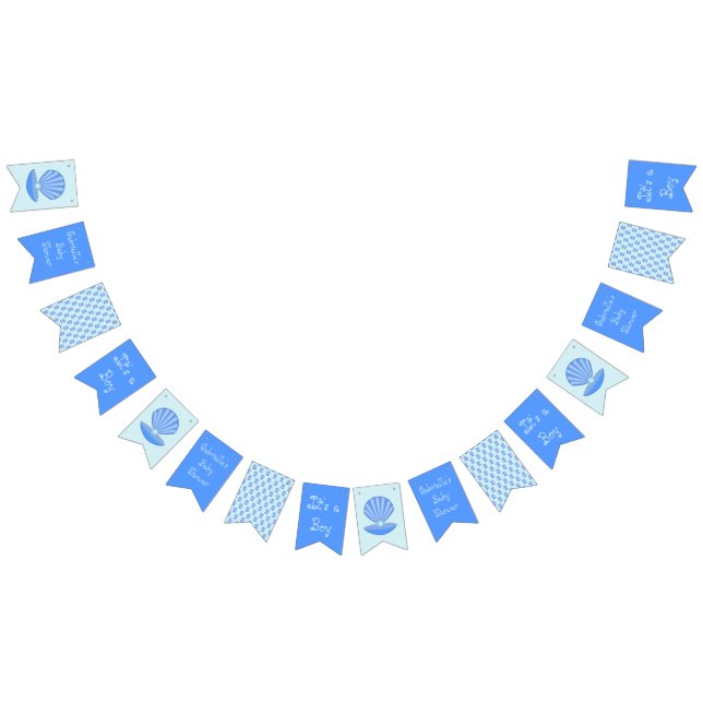 Banderines Blue Baby Boy Oyster shell y Pearl Baby Shower (Todo)