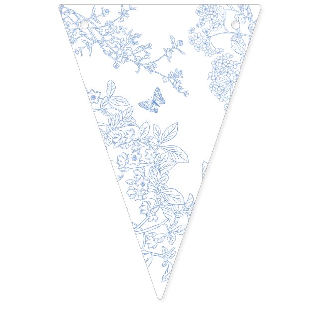 Banderines Blue Chinoiserie Toile de Jouy Boda Save Date (Segunda bandera)