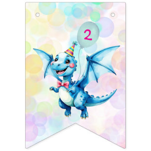 Banderines Blue Cute Rainbow Balloon dinosaurios fiesta de cu
