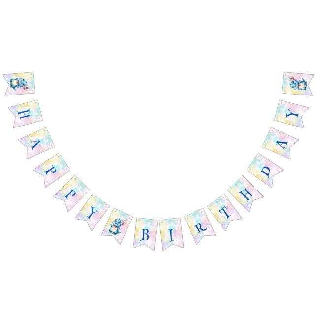 Banderines Blue Cute Rainbow Balloon dinosaurios fiesta de cu (Todo)