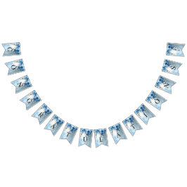 Banderines Blue Flowers and Pearls Bunting Flag