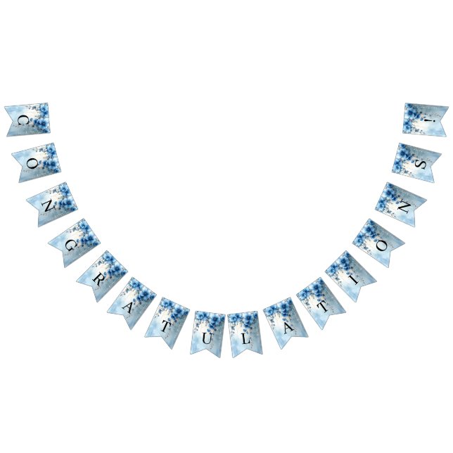 Banderines Blue Flowers and Pearls Bunting Flag (Todo)