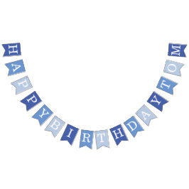 Banderines Blue Happy Birday 3 Letra Name Boy Man Tom
