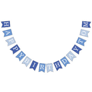 Banderines Blue Happy Birday 3 Letra Name Boy Man Tom