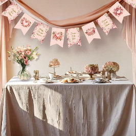 Banderines Blush Rococo Garden Galentine Party Floral Flags