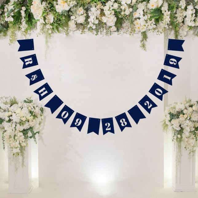 Banderines boda azul marino de playa náutica (nautical beach navy blue wedding bunting flags)