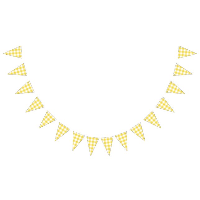 Banderines Boda de campo de Gingham de verano amarillo (Todo)